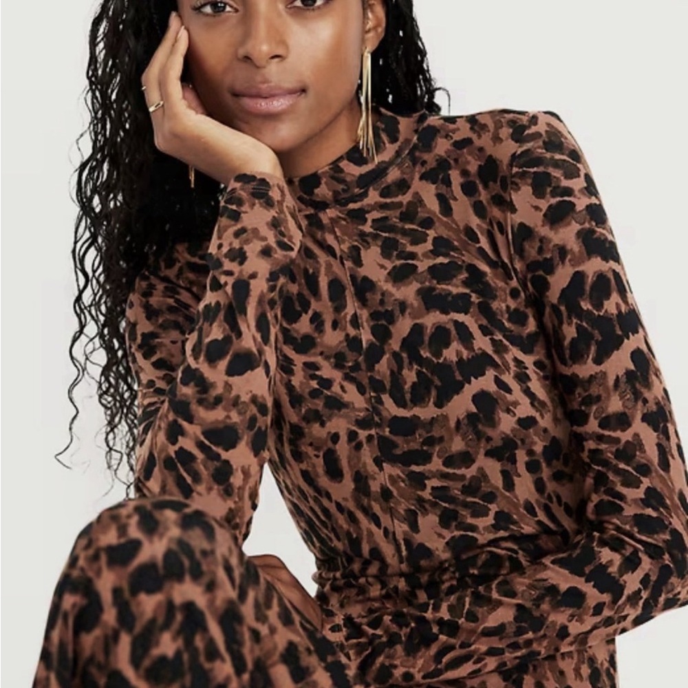 Old Navy Brown and Black Animal Print Long Sleeve Dress - Picture 2 of 2